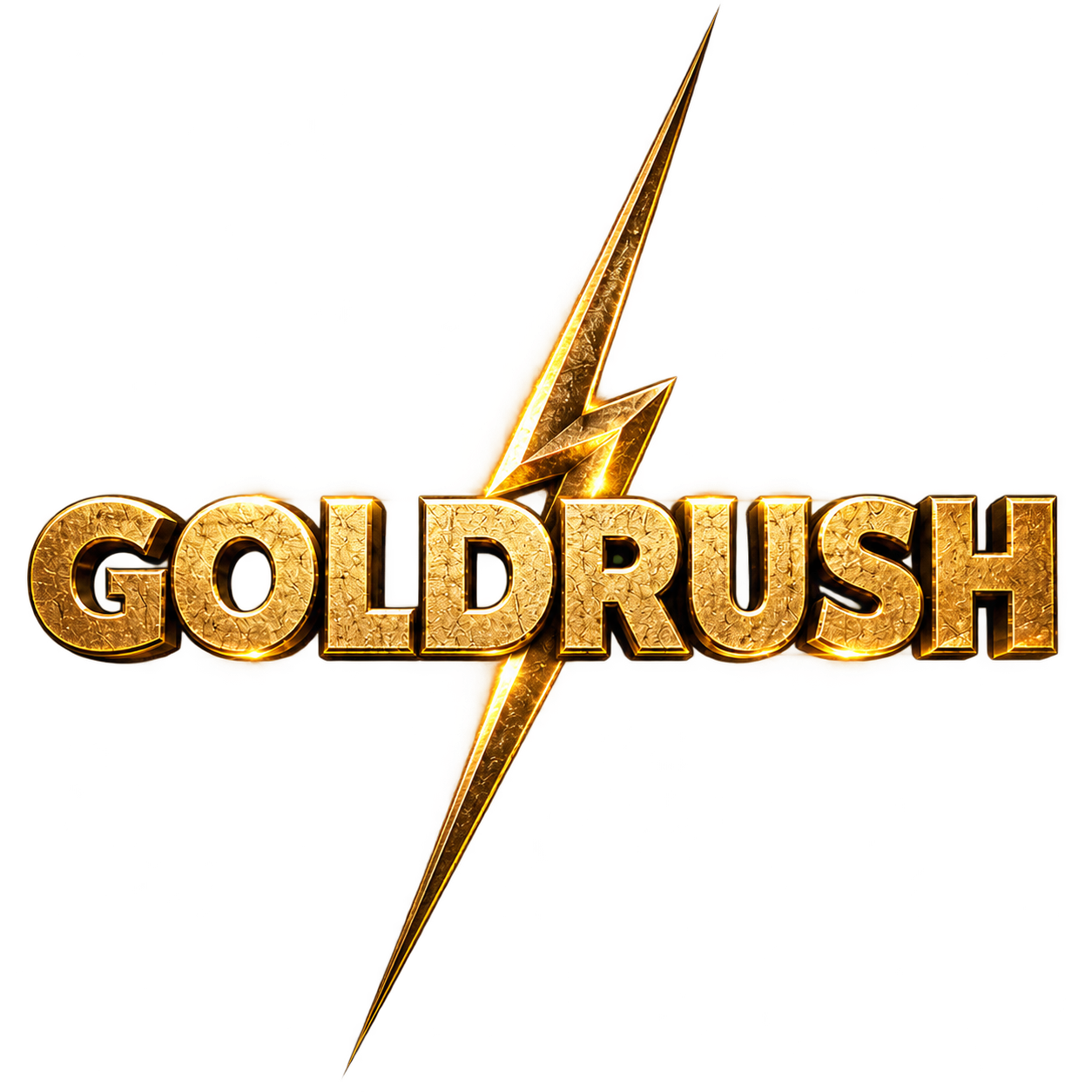 GoldRush metallic gold lightning logo